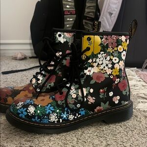 Floral Black Boots